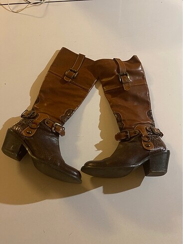 Zara Kahve ve taba uzun kovboy model çizme