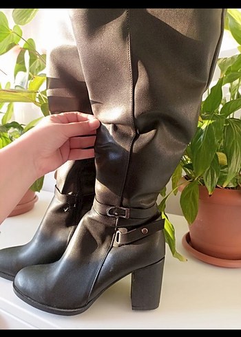 40 Beden kahverengi Renk Deri Kahverengi Dizüstü Stiletto Topuklu Botlar