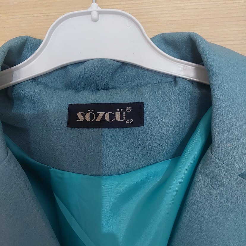 Mavi Uzun Kesim Kadın Blazer Ceket - Görsel 2