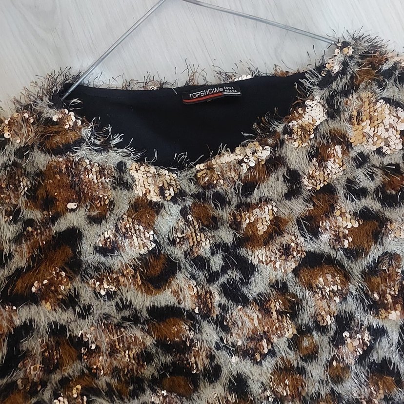 Kahverengi Tüylü Desenli Midi Elbise - Görsel 3