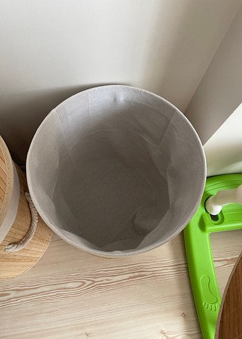 Bej Hasır Kapaklı Yuvarlak Sepet - Görsel 5