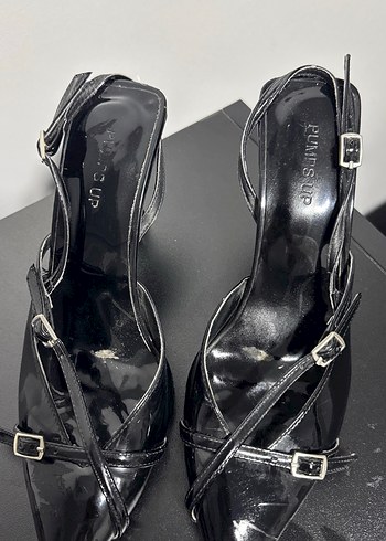 Kemerli Siyah Stiletto - Görsel 2