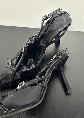 Kemerli Siyah Stiletto - Görsel 3