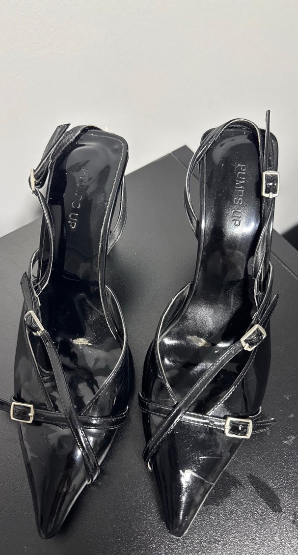 Kemerli Siyah Stiletto - Görsel 2