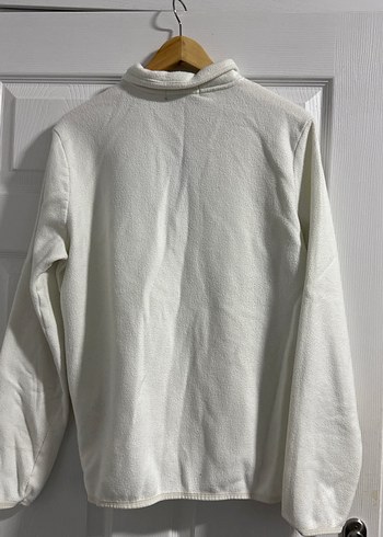 m Beden beyaz Renk Beyaz Fermuarlı Erkek Polar Sweatshirt NG