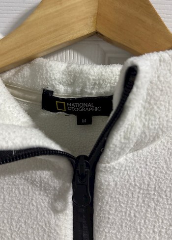 m Beden Beyaz Fermuarlı Erkek Polar Sweatshirt NG