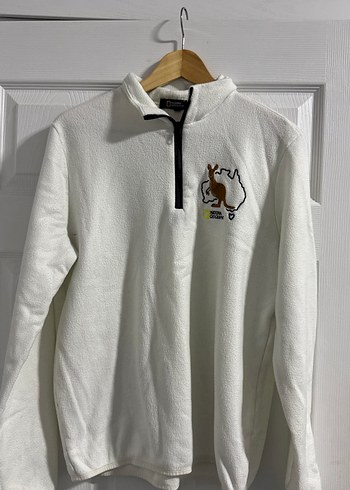 Beyaz Fermuarlı Erkek Polar Sweatshirt NG