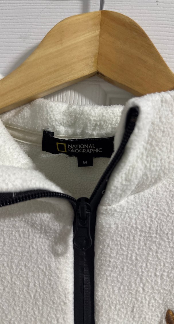 Beyaz Fermuarlı Erkek Polar Sweatshirt NG - Görsel 3