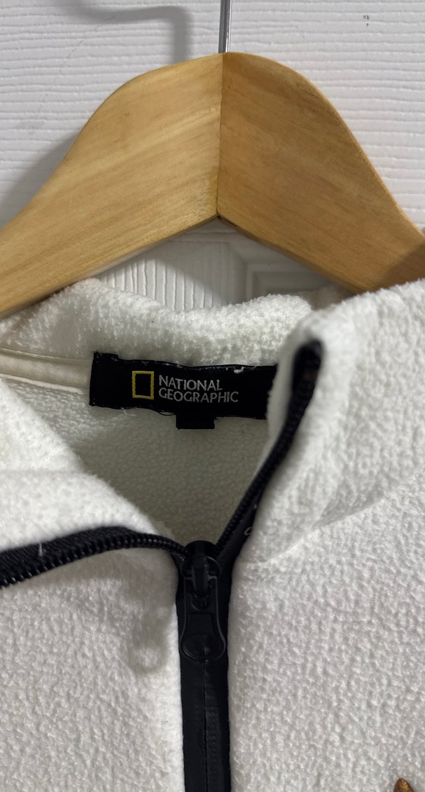 Beyaz Fermuarlı Erkek Polar Sweatshirt NG - Görsel 2