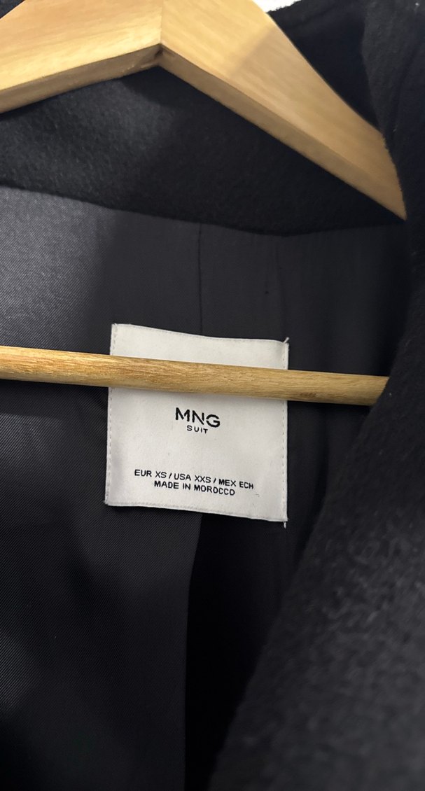 MANGO Siyah Çift Düğmeli Uzun Kaban - Görsel 2