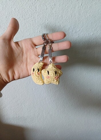 Çift Ay Ve Yıldız Amigurumi Anahtarlık
