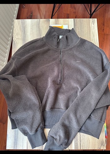 s Beden kahverengi Renk Nike Kahverengi Yüksek Yakalı Kadın Sweatshirt