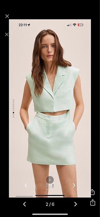 Mango Cut out detaylı keten karışımlı elbise
