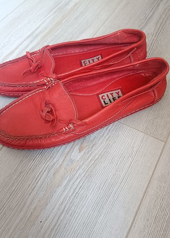 Diğer Kırmızı Deri babet ayakkabı