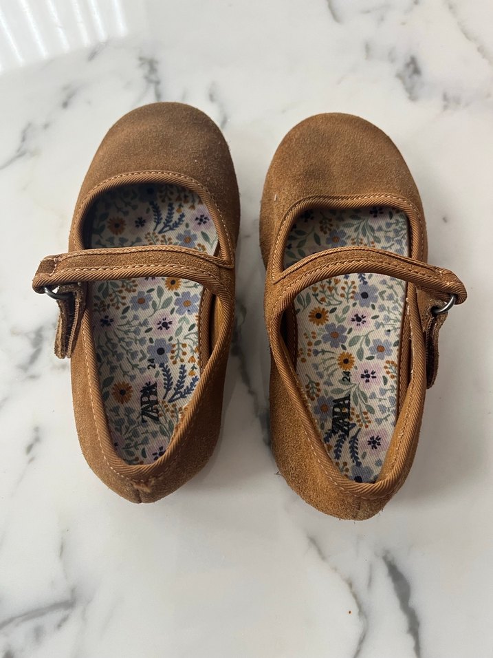 Kız Çocuk Kahverengi Süet Tokalı Babet - Görsel 2