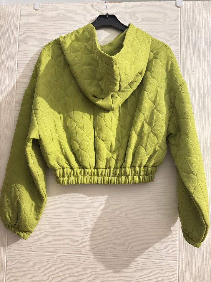 Yeşil Kapüşonlu Fermuarlı Kadın Ceket - Görsel 2