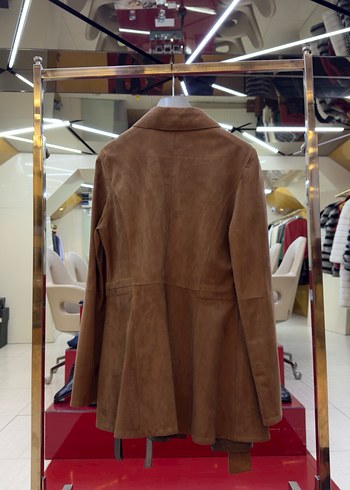 Kadın Camel Süet Kemerli Kısa Ceket - Görsel 2