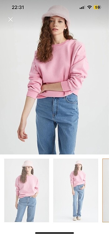 Defacto Pembe Sweatshirt Şardonlu