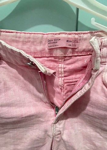 Kız Çocuk Pembe Batik Desenli Denim Şort - Görsel 2