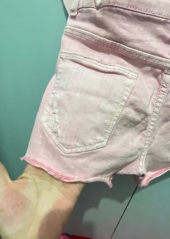 Kız Çocuk Pembe Batik Desenli Denim Şort - Görsel 3