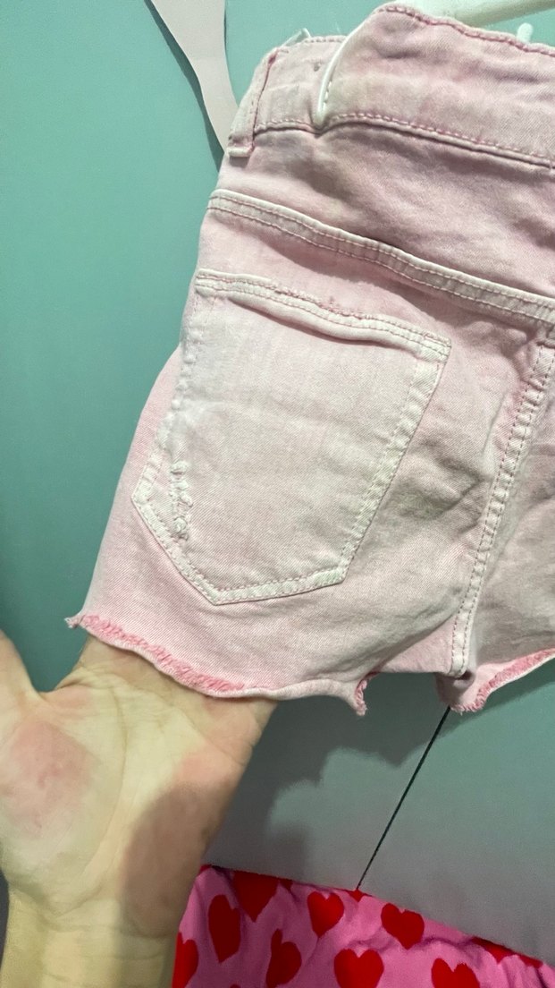 Kız Çocuk Pembe Batik Desenli Denim Şort - Görsel 3