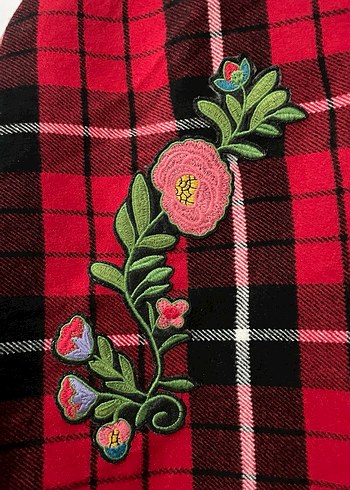 Düğmeli Nakışlı Kız Pançosu pelerin - Görsel 3