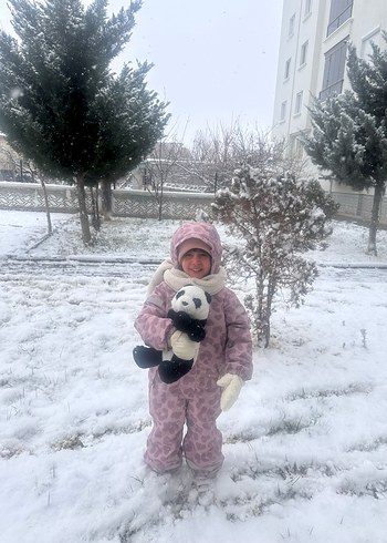 Leopar Desenli Kürklü Pembe Bebek Tulumu - Görsel 6