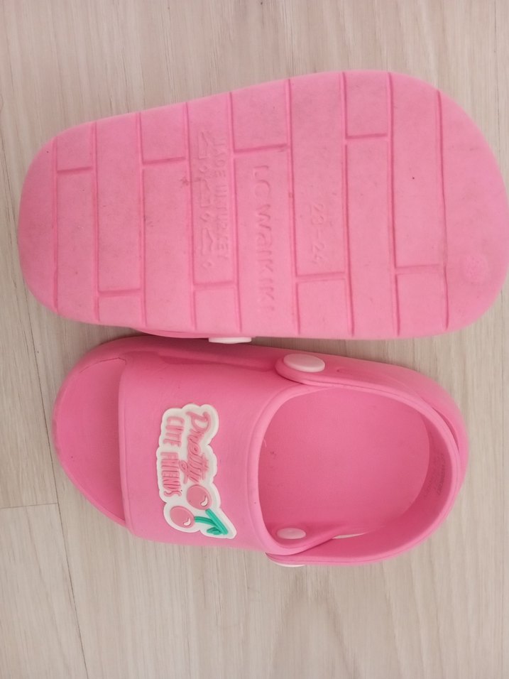 Kız Çocuk Pembe Baskılı Bantlı Terlik - Görsel 5