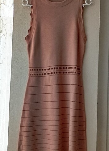 Pudra Pembesi Elbise L Beden - Görsel 6