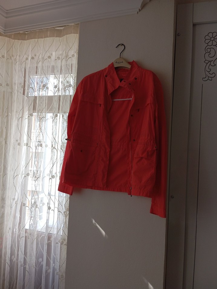 Kırmızı Midi Boylu Fermuarlı Kadın Ceket - Görsel 2