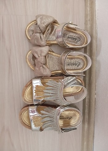 Gezer Kız Çocuk Nakışlı Bej Sandalet ve Terlik