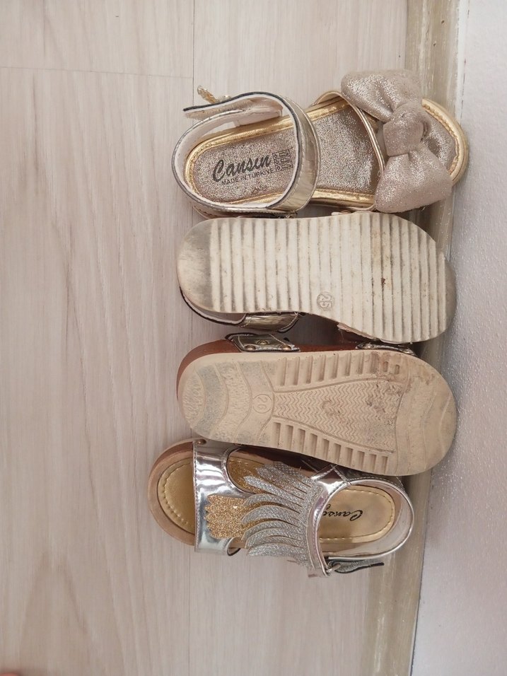 Kız Çocuk Nakışlı Bej Sandalet ve Terlik - Görsel 3