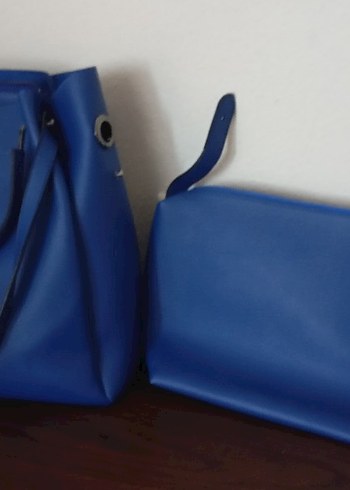 Mavi Deri Kadın Çanta - Görsel 5