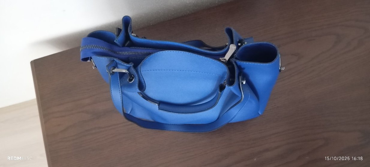 Mavi Deri Kadın Çanta - Görsel 4