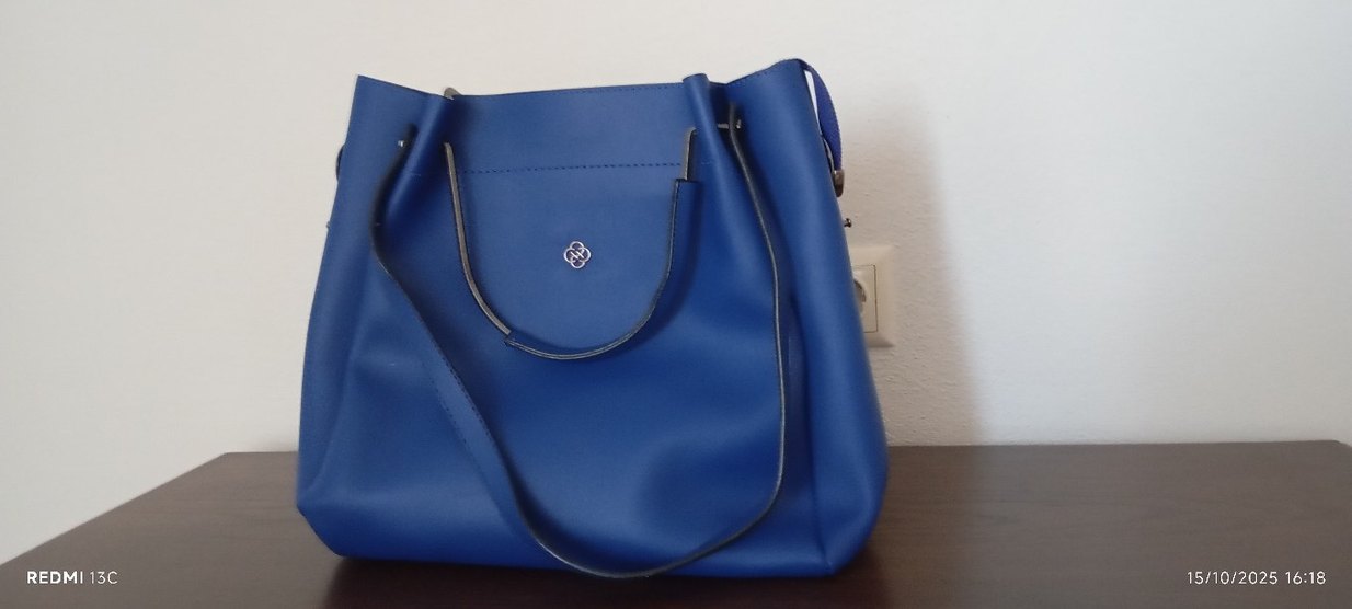 Mavi Deri Kadın Çanta - Görsel 2