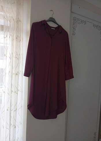 Koyu Mor V Yaka Düğmeli Kadın Gömlek - Görsel 5