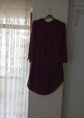 Koyu Mor V Yaka Düğmeli Kadın Gömlek - Görsel 9