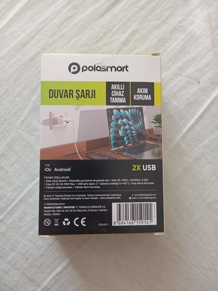 Polosmart Beyaz 2 USB Duvar Şarjı - Görsel 2