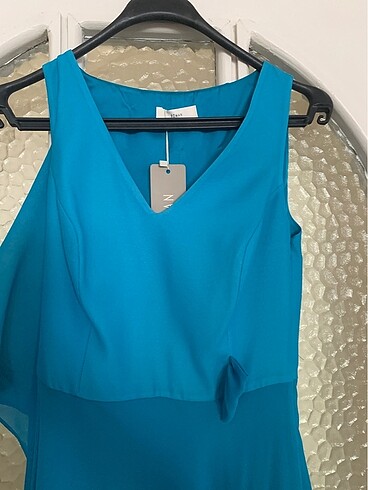 roman marka 36 beden turkuaz kısa elbise - Görsel 2