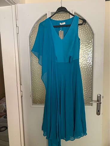 roman marka 36 beden turkuaz kısa elbise - Görsel 3