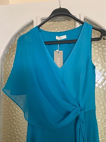 roman marka 36 beden turkuaz kısa elbise - Görsel 5