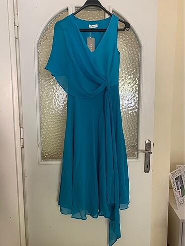 roman marka 36 beden turkuaz kısa elbise - Görsel 4