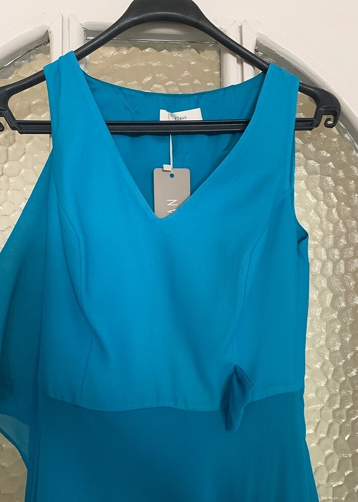 roman marka 36 beden turkuaz kısa elbise - Görsel 2