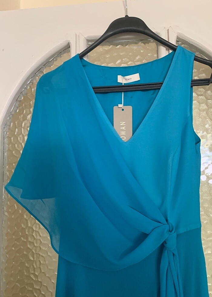 roman marka 36 beden turkuaz kısa elbise - Görsel 5