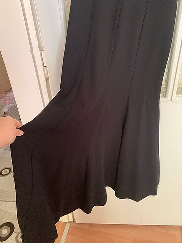 adL adil ışık volanlı midi siyah elbise s beden - Görsel 5