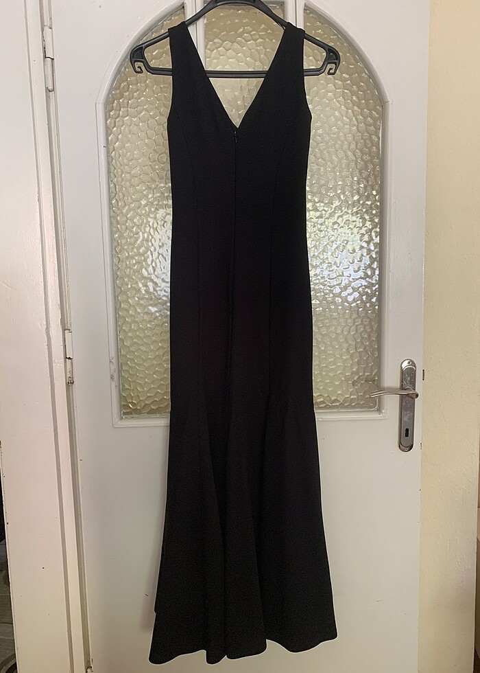 adL adil ışık volanlı midi siyah elbise s beden - Görsel 4