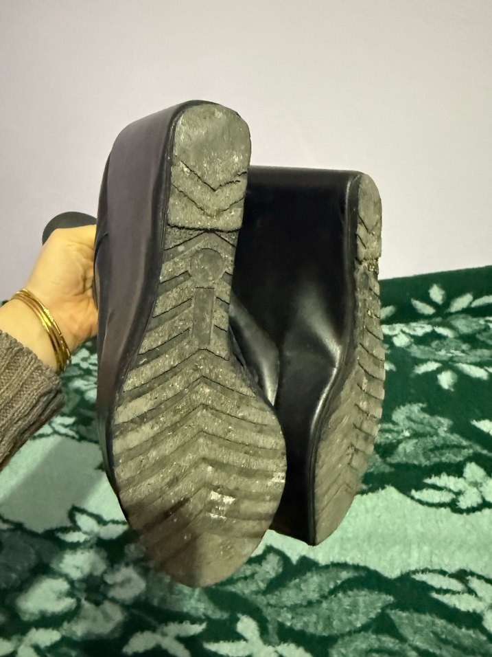 Siyah Bağcıklı Platform Topuklu Kadın Bot - Görsel 2