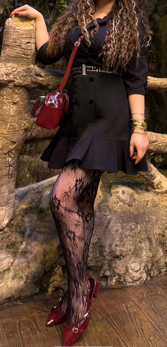 Siyah file çorap - Görsel 2