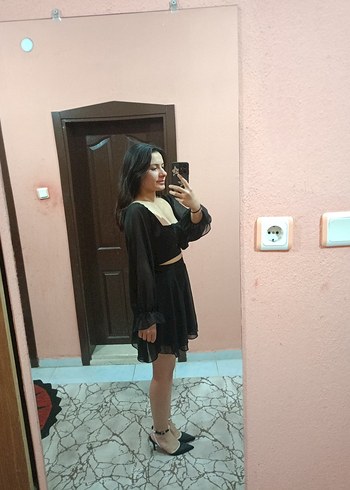 s Beden siyah Renk Siyah Mini Kadın Elbise