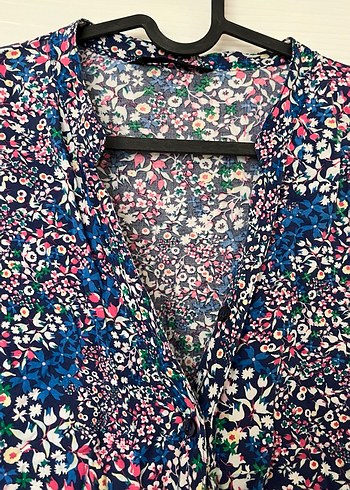 Çiçek Desenli Bohem V Yaka Hamile Bluzu - Görsel 3